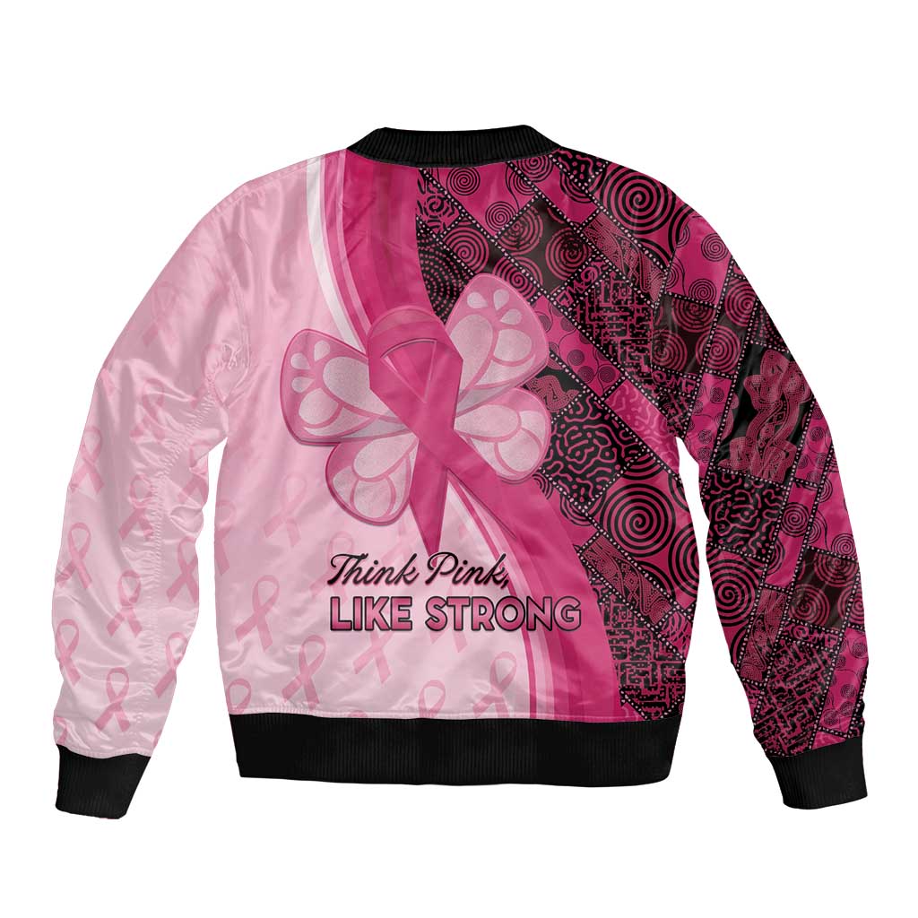 Breast Cancer Awareness Sleeve Zip Bomber Jacket Party Like A Survivor - Pink African Pattern - Wonder Print Shop