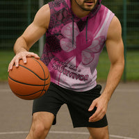 Breast Cancer Awareness Sleeveless Hoodie Party Like A Survivor - Pink African Pattern - Wonder Print Shop