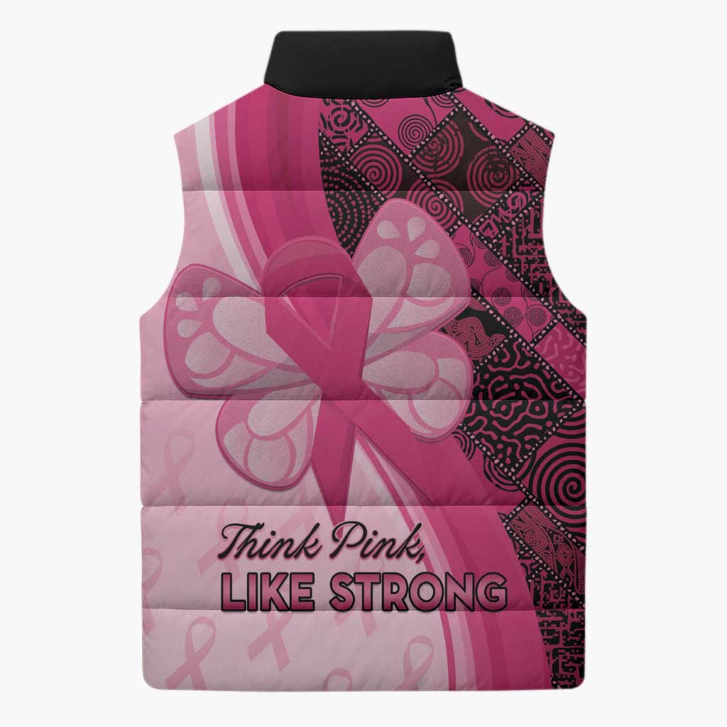 Breast Cancer Awareness Sleeveless Puffer Jacket Party Like A Survivor - Pink African Pattern - Wonder Print Shop