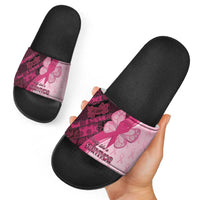 Breast Cancer Awareness Slide Sandals Party Like A Survivor - Pink African Pattern - Wonder Print Shop