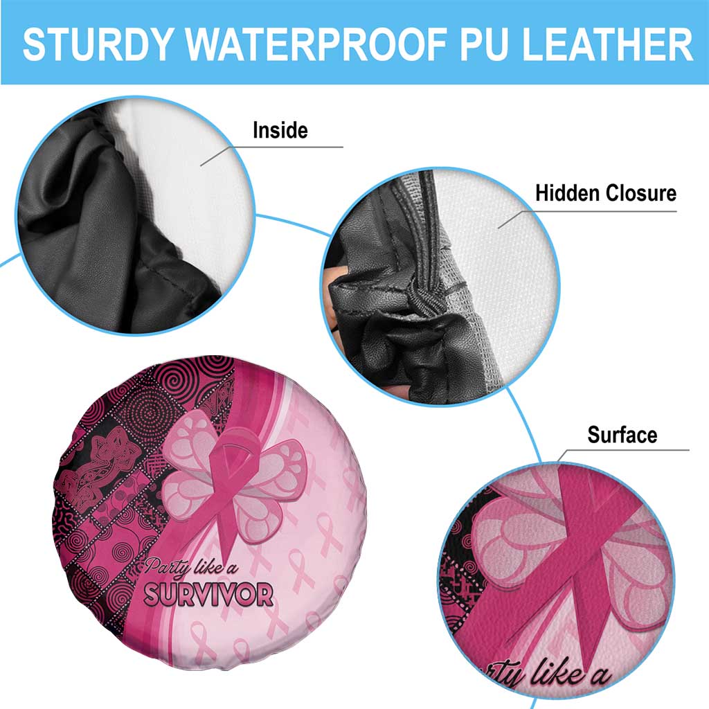 Breast Cancer Awareness Spare Tire Cover Party Like A Survivor - Pink African Pattern - Wonder Print Shop