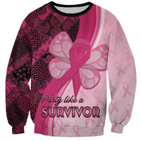 Breast Cancer Awareness Sweatshirt Party Like A Survivor - Pink African Pattern - Wonder Print Shop