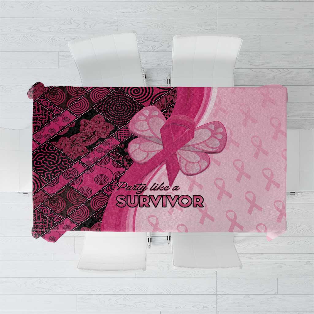 Breast Cancer Awareness Tablecloth Party Like A Survivor - Pink African Pattern - Wonder Print Shop