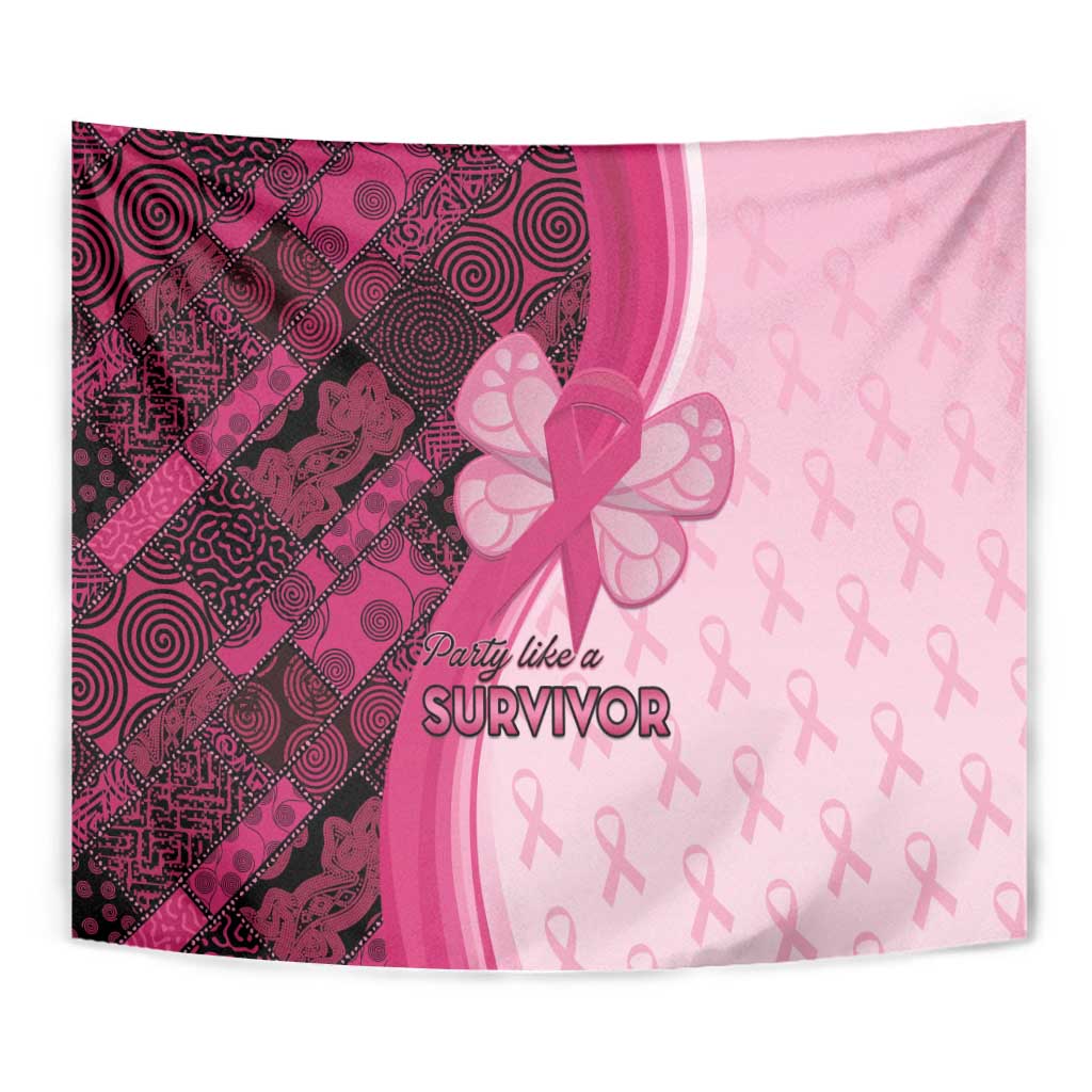 Breast Cancer Awareness Tapestry Party Like A Survivor - Pink African Pattern - Wonder Print Shop