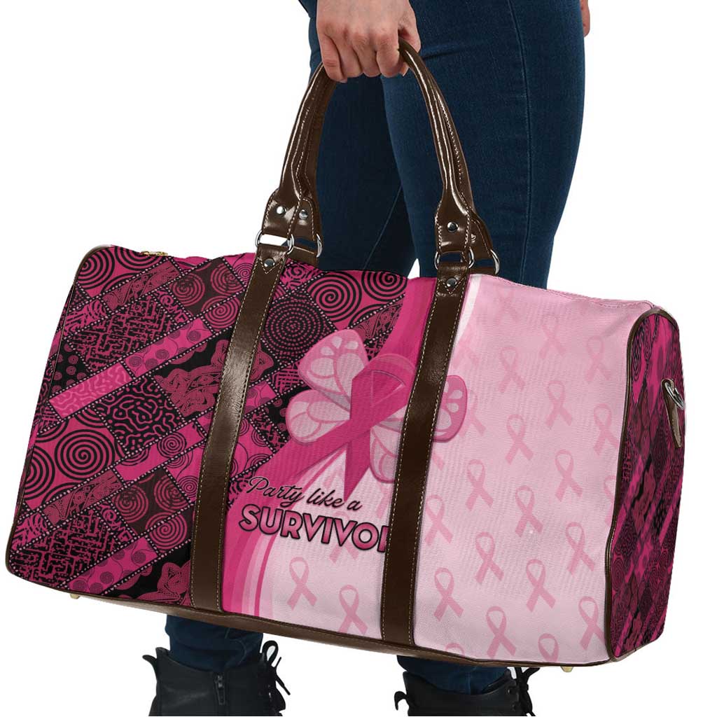 Breast Cancer Awareness Travel Bag Party Like A Survivor - Pink African Pattern - Wonder Print Shop