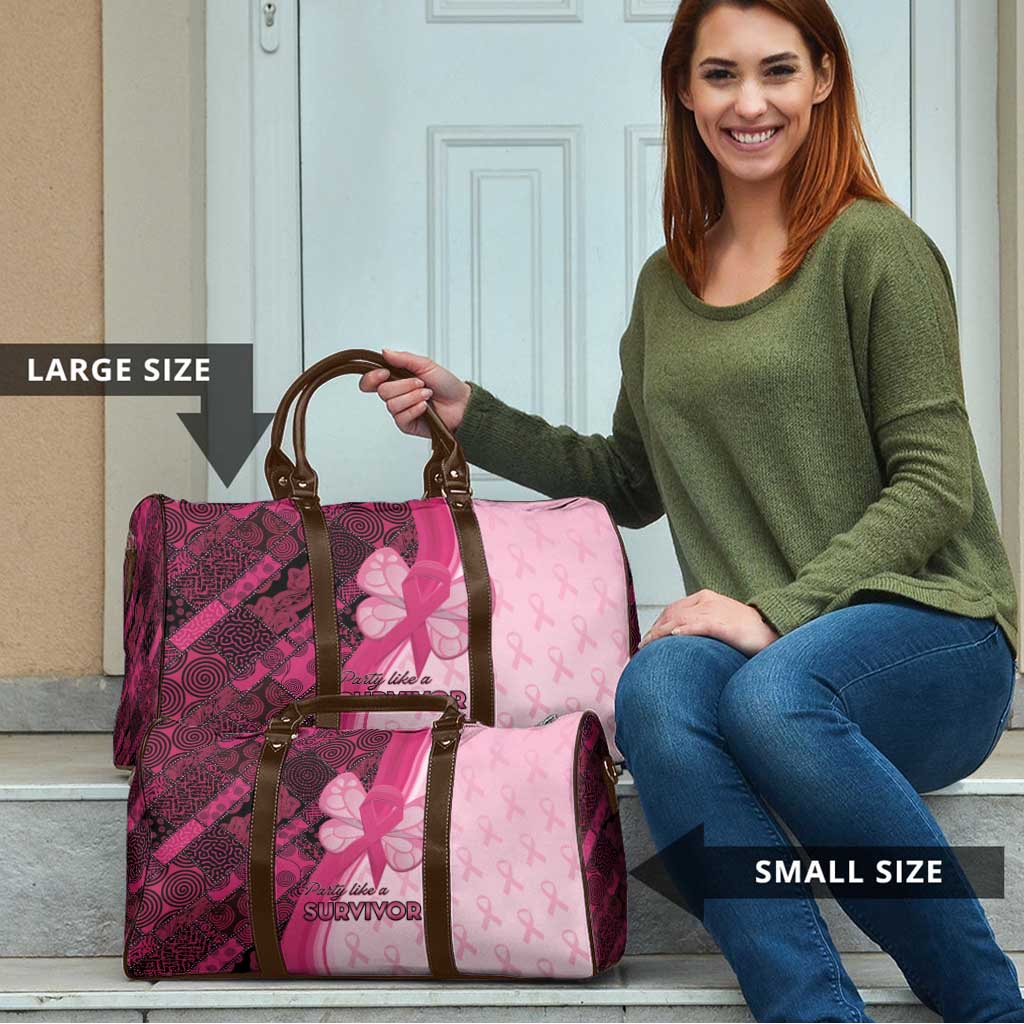 Breast Cancer Awareness Travel Bag Party Like A Survivor - Pink African Pattern - Wonder Print Shop
