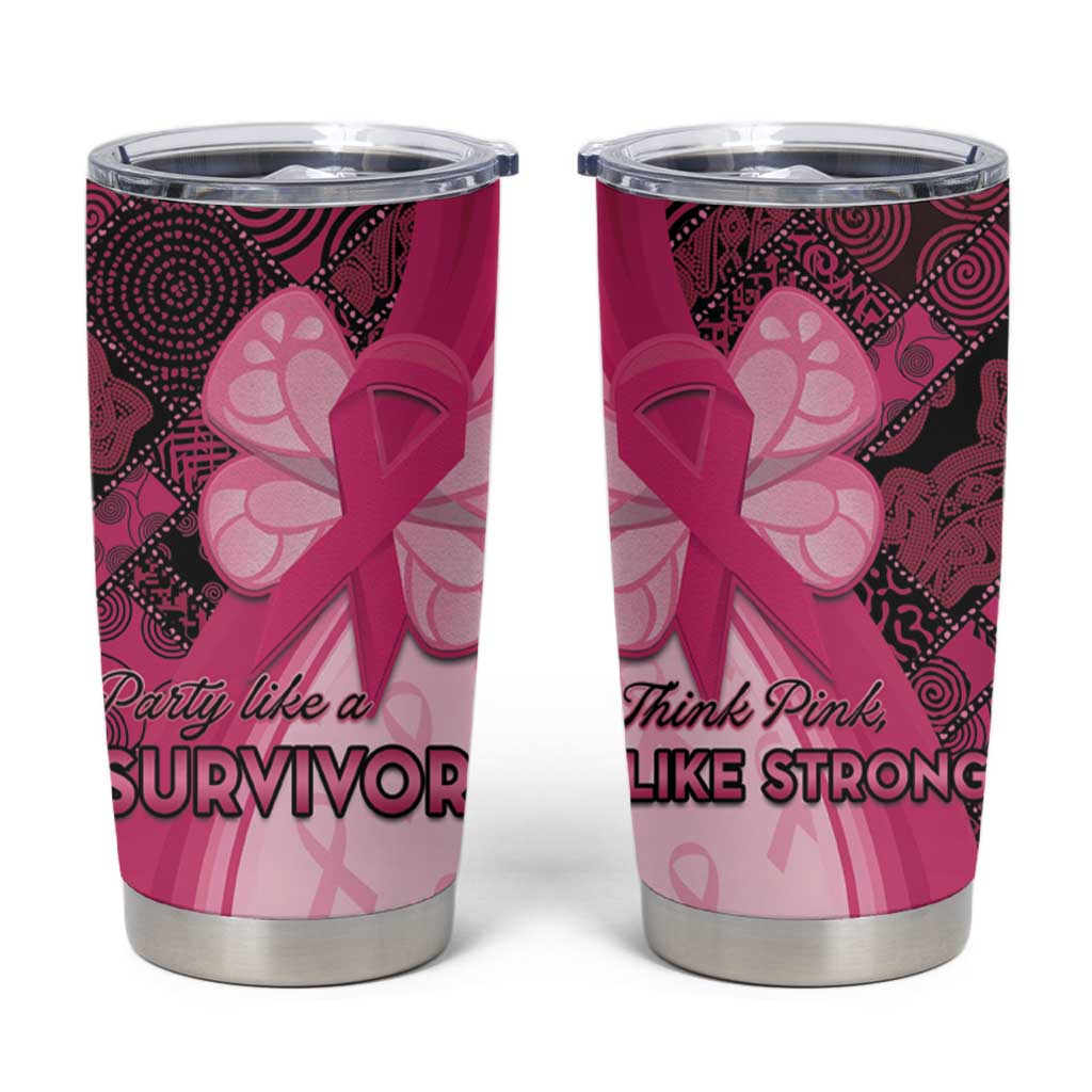 Breast Cancer Awareness Tumbler Cup Party Like A Survivor - Pink African Pattern - Wonder Print Shop