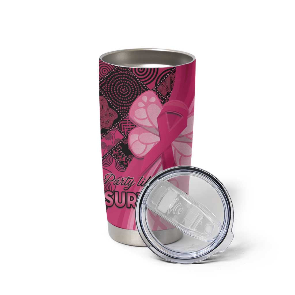 Breast Cancer Awareness Tumbler Cup Party Like A Survivor - Pink African Pattern - Wonder Print Shop
