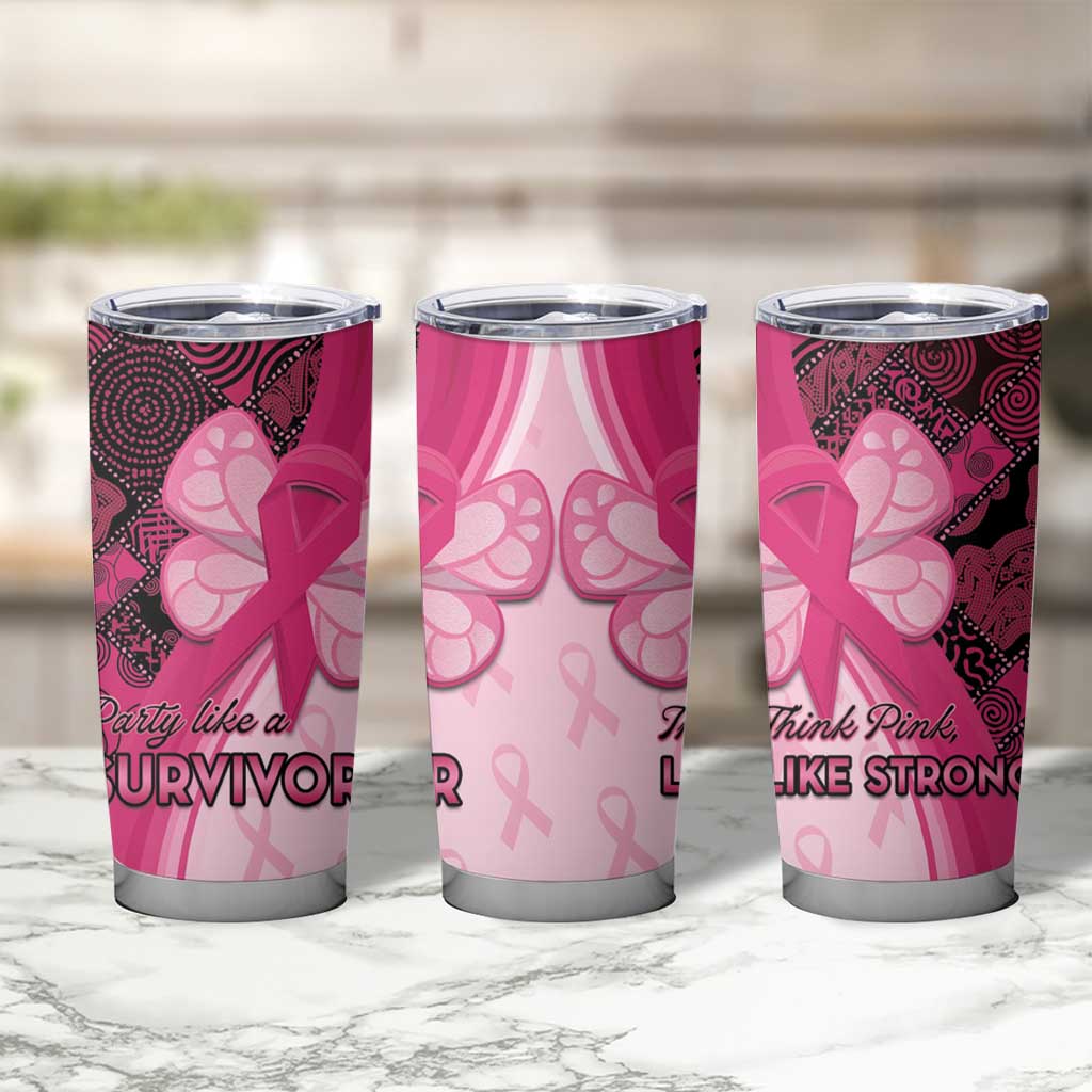Breast Cancer Awareness Tumbler Cup Party Like A Survivor - Pink African Pattern - Wonder Print Shop