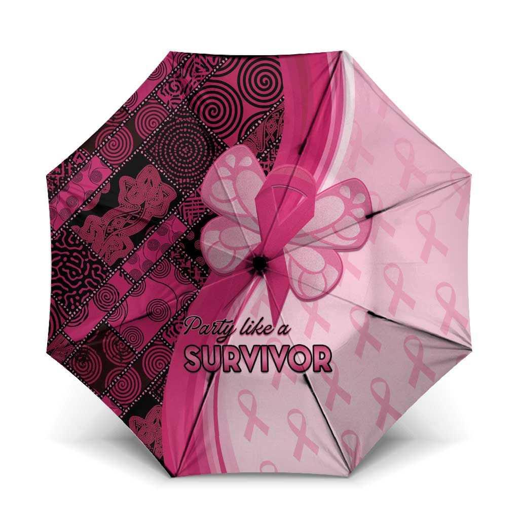 Breast Cancer Awareness Umbrella Party Like A Survivor - Pink African Pattern - Wonder Print Shop