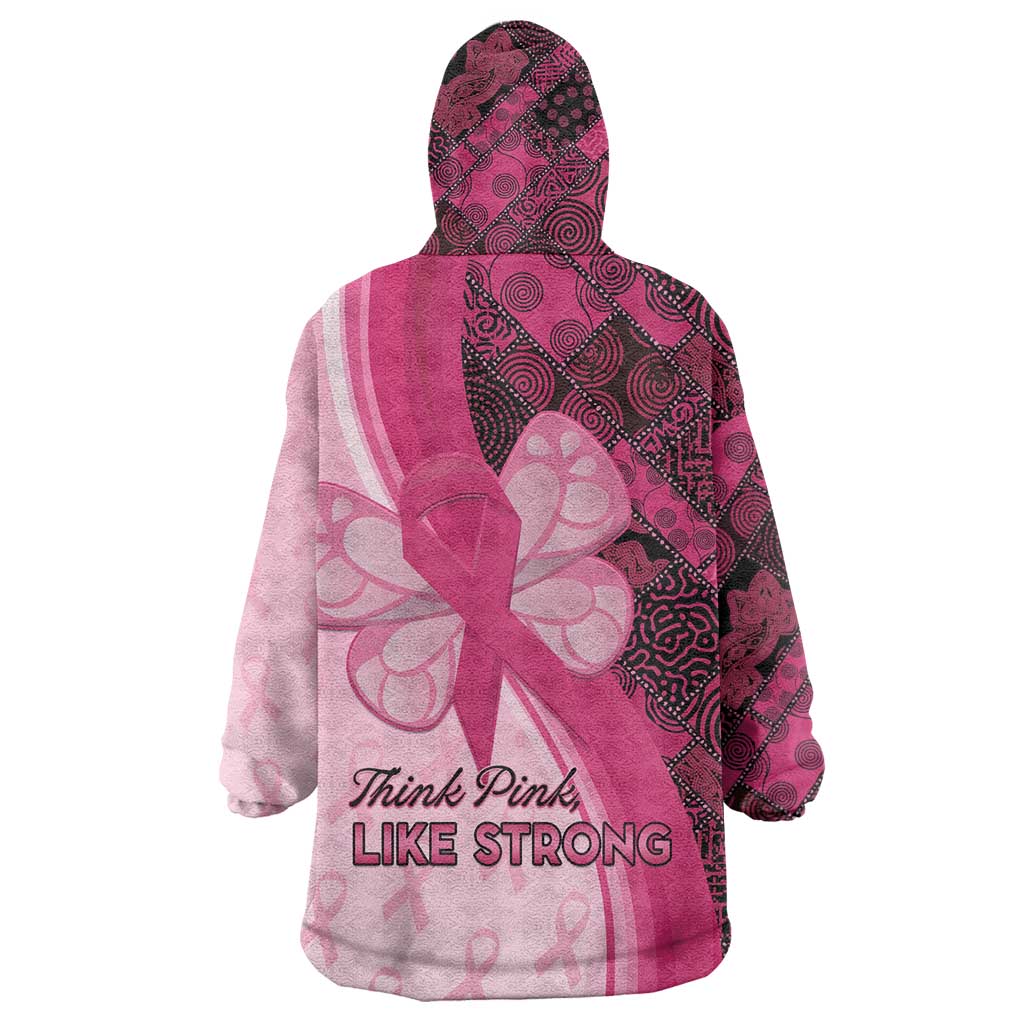 Breast Cancer Awareness Wearable Blanket Hoodie Party Like A Survivor - Pink African Pattern - Wonder Print Shop