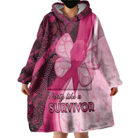 Breast Cancer Awareness Wearable Blanket Hoodie Party Like A Survivor - Pink African Pattern - Wonder Print Shop