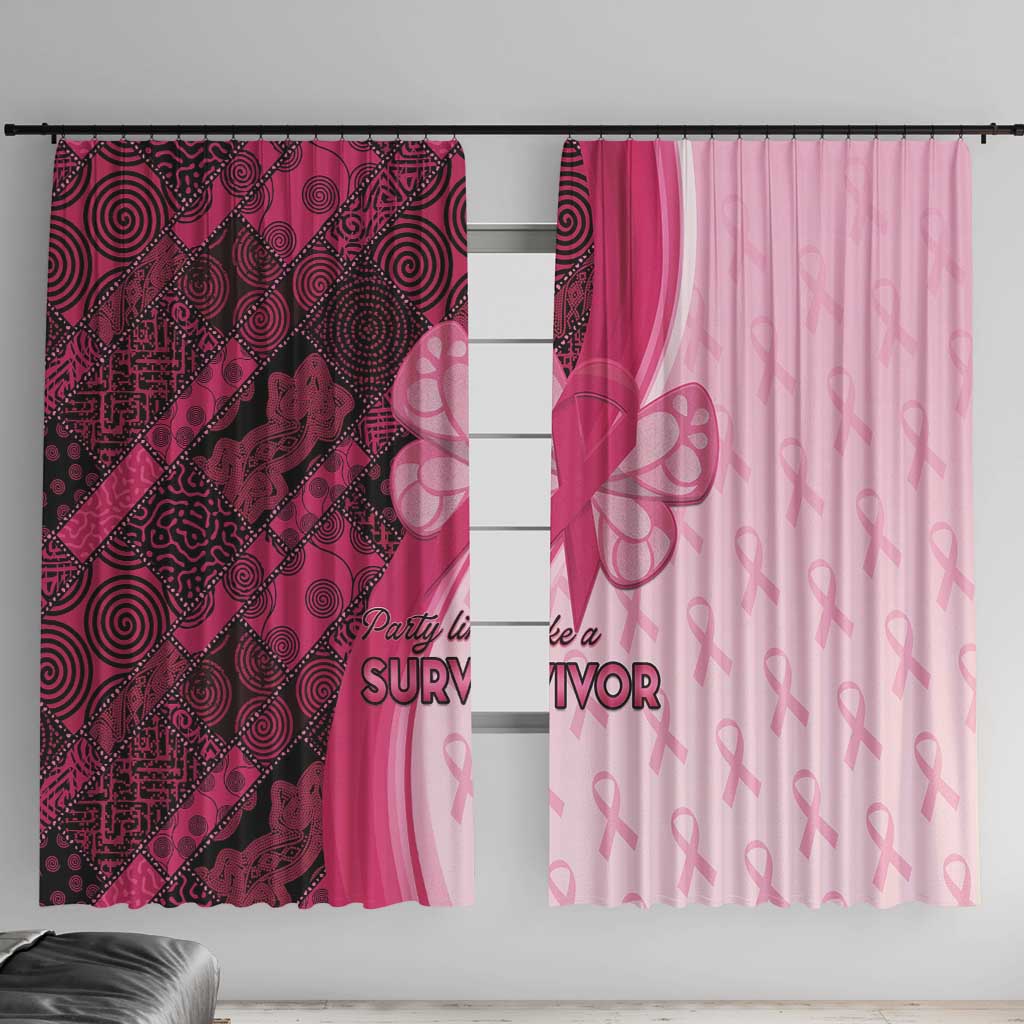 Breast Cancer Awareness Window Curtain Party Like A Survivor - Pink African Pattern - Wonder Print Shop