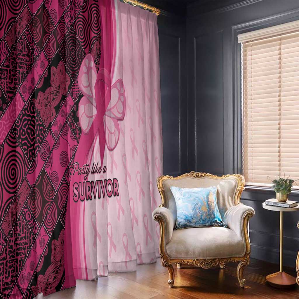 Breast Cancer Awareness Window Curtain Party Like A Survivor - Pink African Pattern - Wonder Print Shop