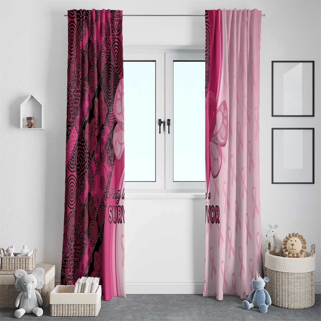 Breast Cancer Awareness Window Curtain Party Like A Survivor - Pink African Pattern - Wonder Print Shop