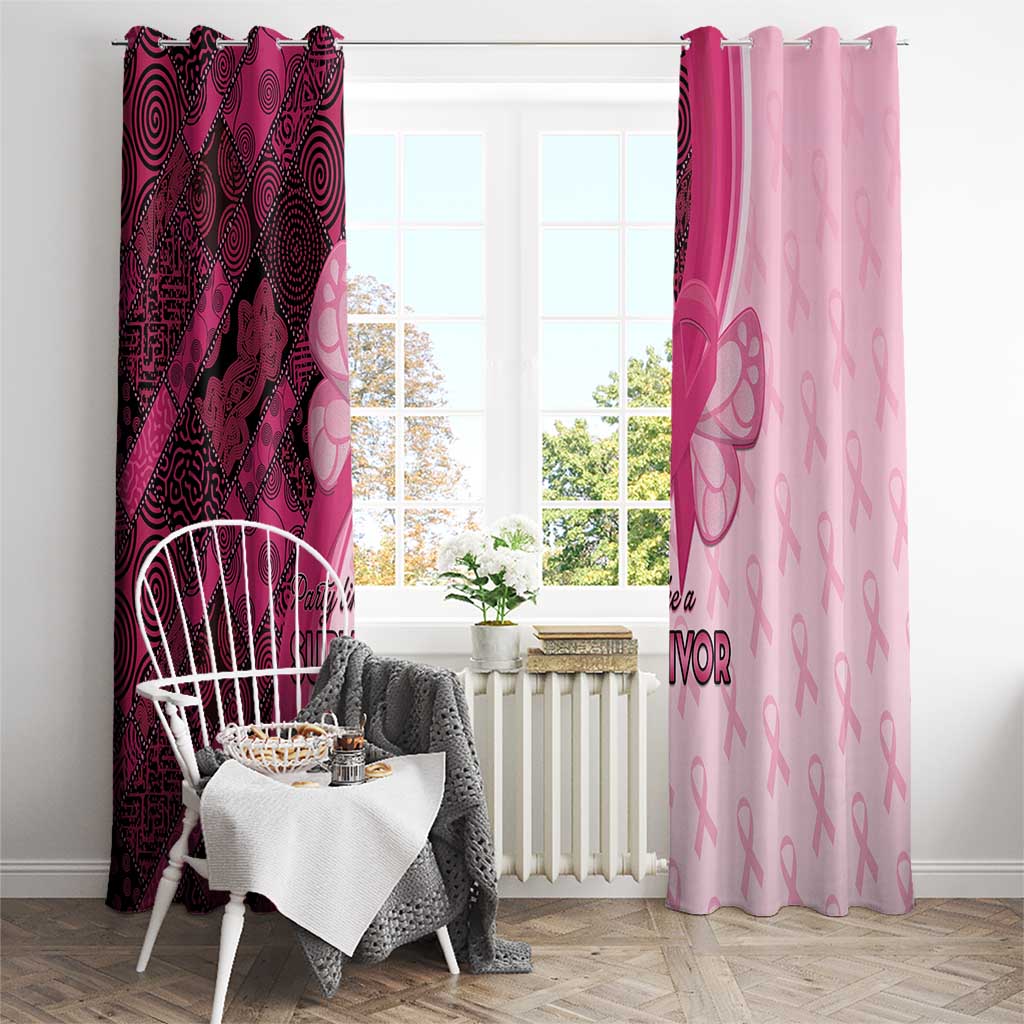 Breast Cancer Awareness Window Curtain Party Like A Survivor - Pink African Pattern - Wonder Print Shop