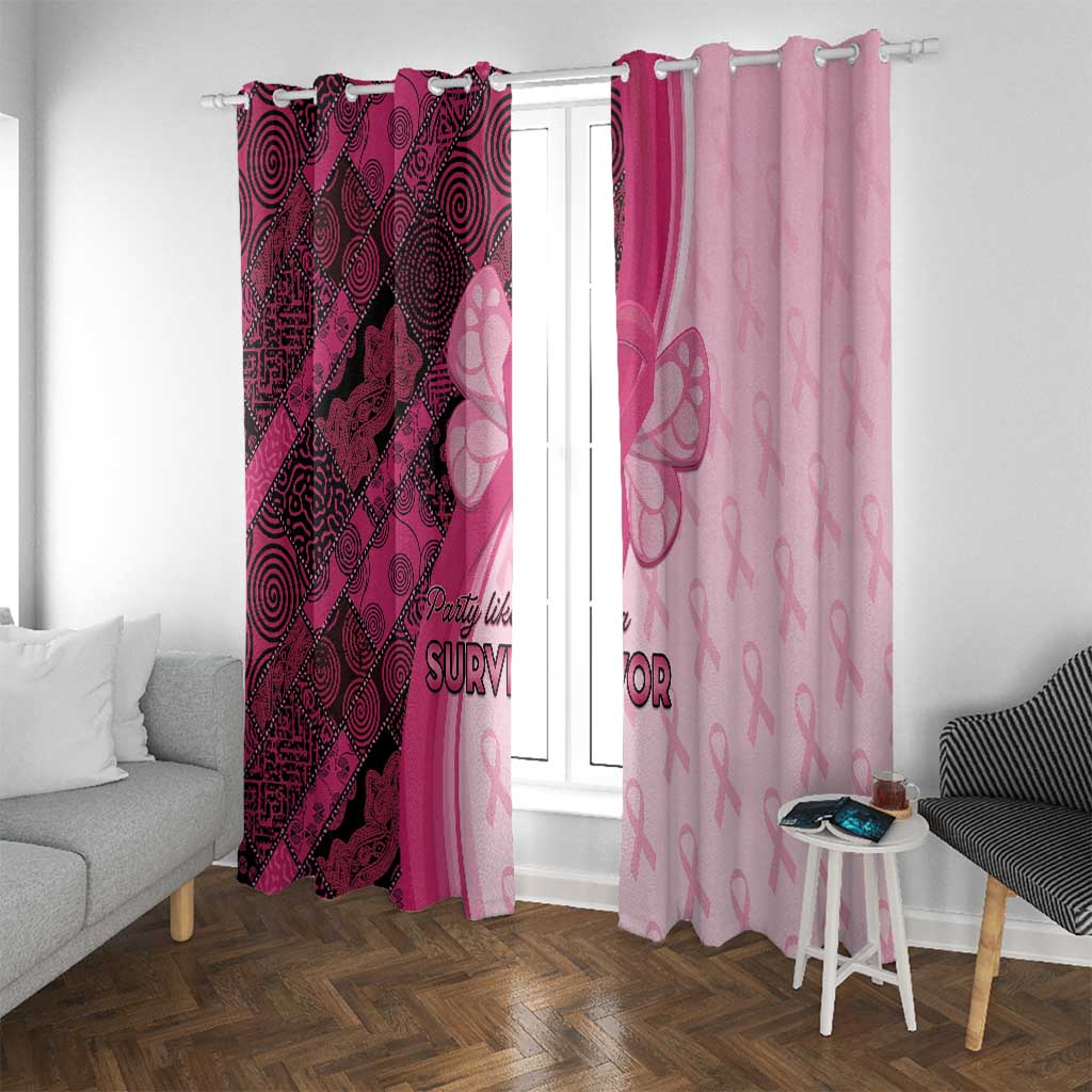 Breast Cancer Awareness Window Curtain Party Like A Survivor - Pink African Pattern - Wonder Print Shop