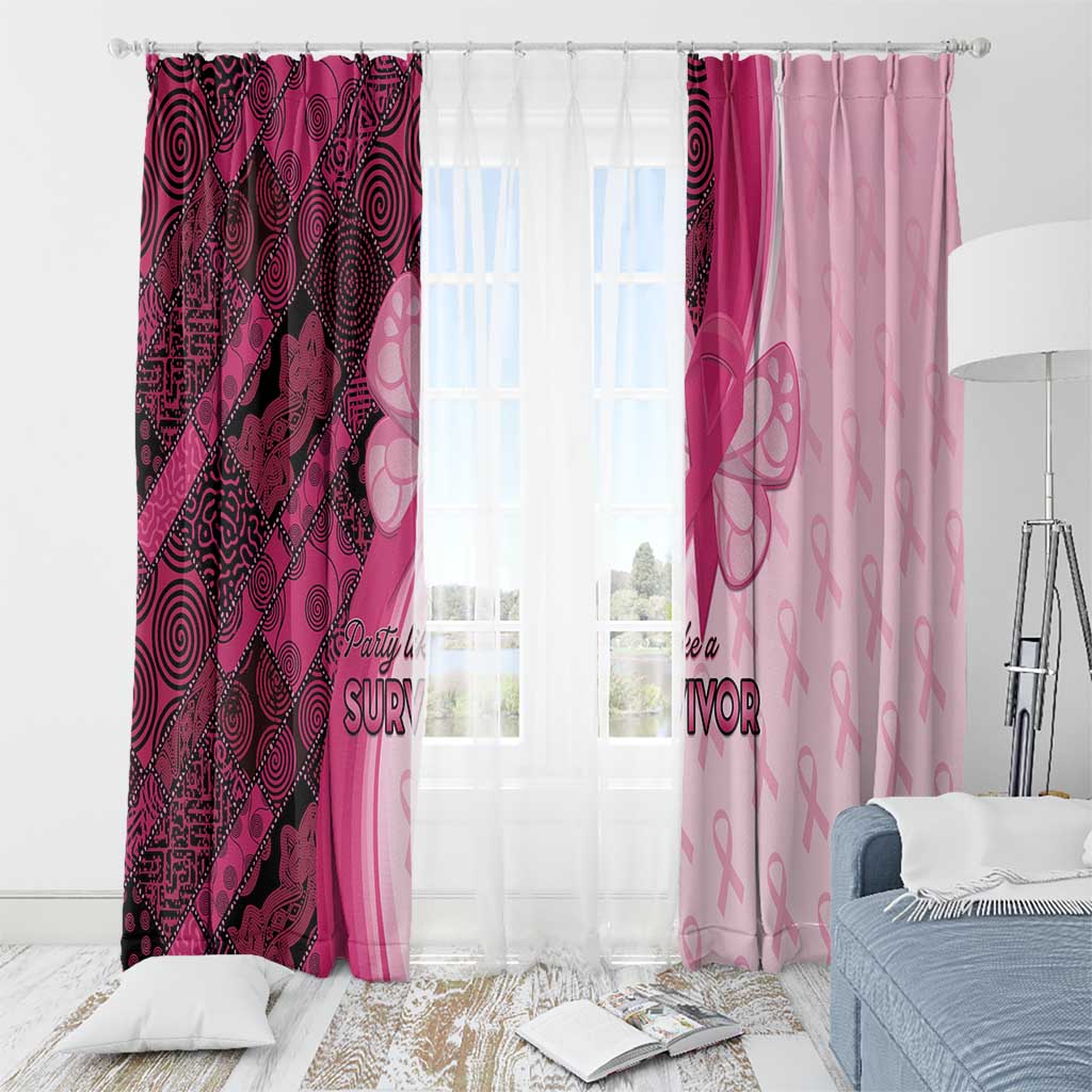 Breast Cancer Awareness Window Curtain Party Like A Survivor - Pink African Pattern - Wonder Print Shop