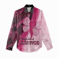 Breast Cancer Awareness Women Casual Shirt Party Like A Survivor - Pink African Pattern - Wonder Print Shop