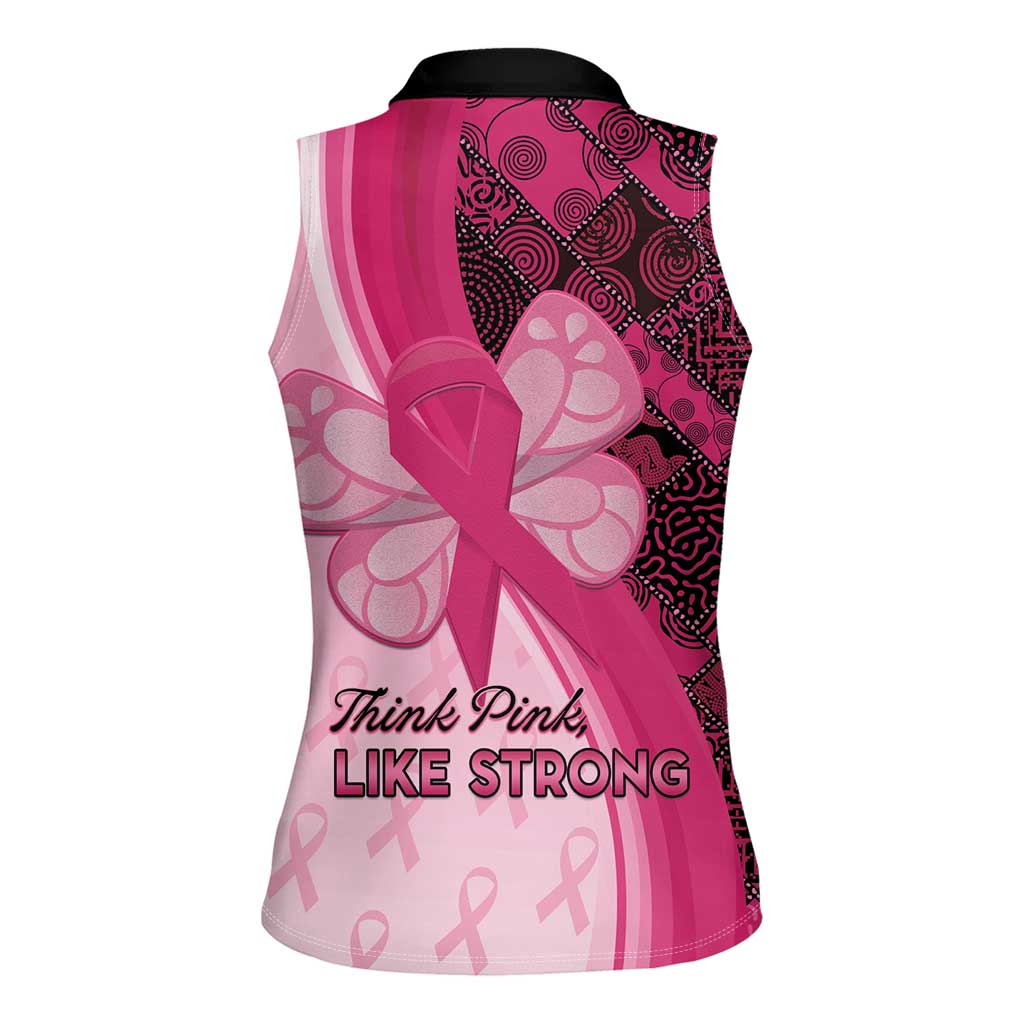 Breast Cancer Awareness Women Sleeveless Polo Shirt Party Like A Survivor - Pink African Pattern - Wonder Print Shop