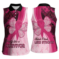 Breast Cancer Awareness Women Sleeveless Polo Shirt Party Like A Survivor - Pink African Pattern - Wonder Print Shop
