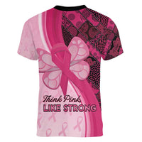 Breast Cancer Awareness Women V-Neck T-Shirt Party Like A Survivor - Pink African Pattern - Wonder Print Shop