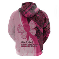 Breast Cancer Awareness Zip Hoodie Party Like A Survivor - Pink African Pattern - Wonder Print Shop