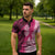 Breast Cancer Awareness Zipper Polo Shirt Party Like A Survivor - Pink African Pattern - Wonder Print Shop