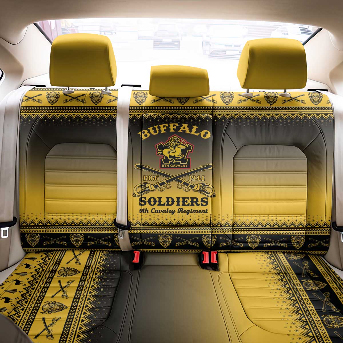 Buffalo Soldiers Christmas Back Car Seat Cover 9th Cavalry Regiment - Wonder Print Shop