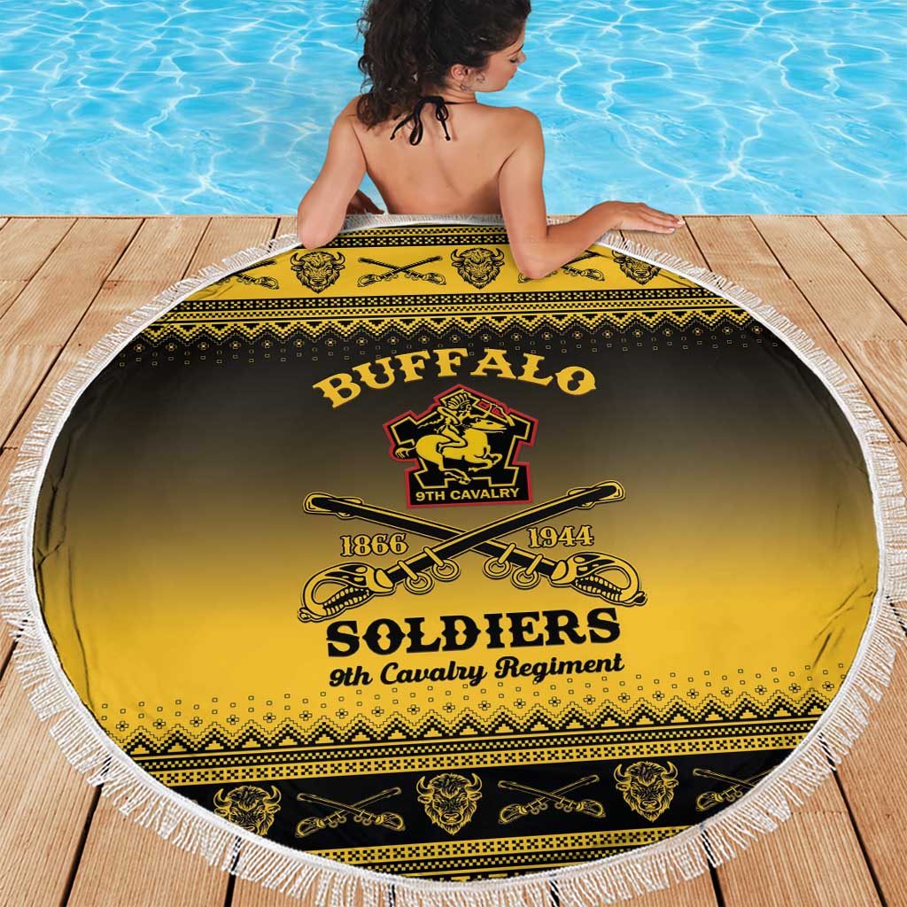 Buffalo Soldiers Christmas Beach Blanket 9th Cavalry Regiment - Wonder Print Shop