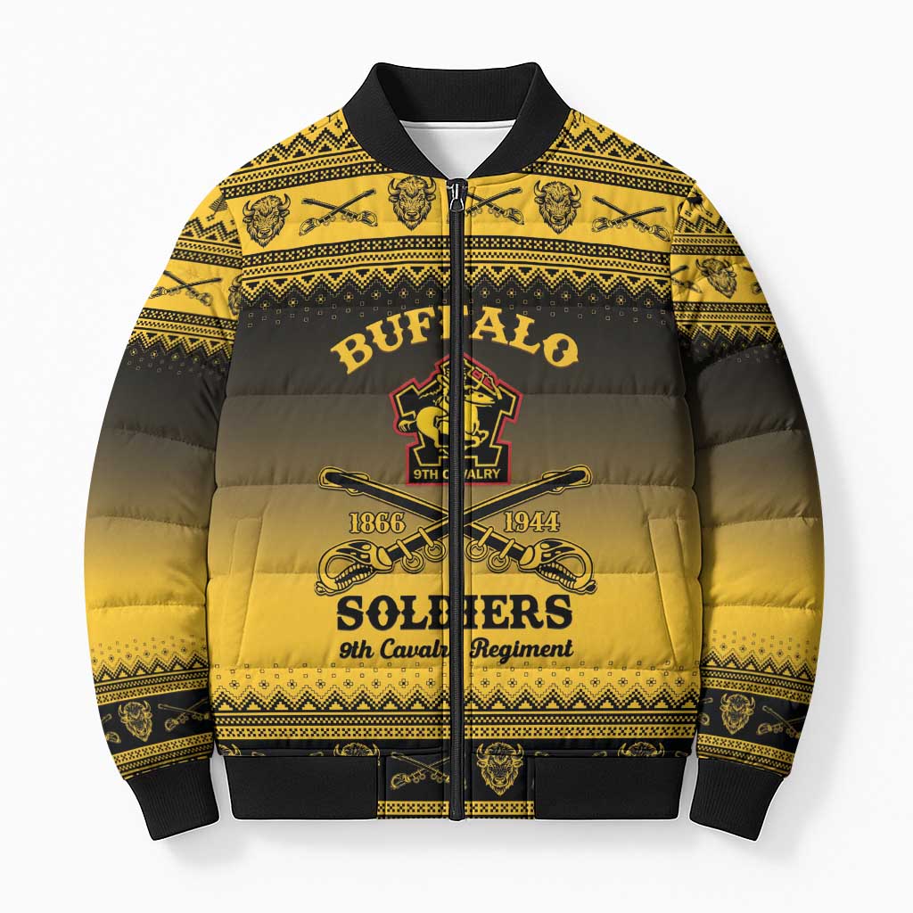 Buffalo Soldiers Christmas Bomber Puffer Jacket 9th Cavalry Regiment - Wonder Print Shop