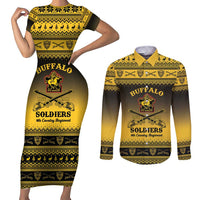 Buffalo Soldiers Christmas Couples Matching Short Sleeve Bodycon Dress and Long Sleeve Button Shirt 9th Cavalry Regiment - Wonder Print Shop