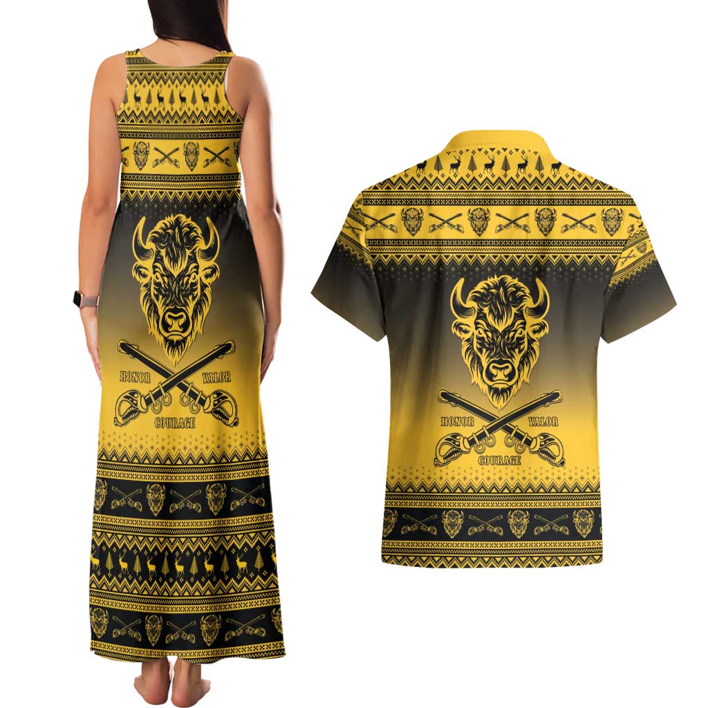 Buffalo Soldiers Christmas Couples Matching Tank Maxi Dress and Hawaiian Shirt 9th Cavalry Regiment - Wonder Print Shop