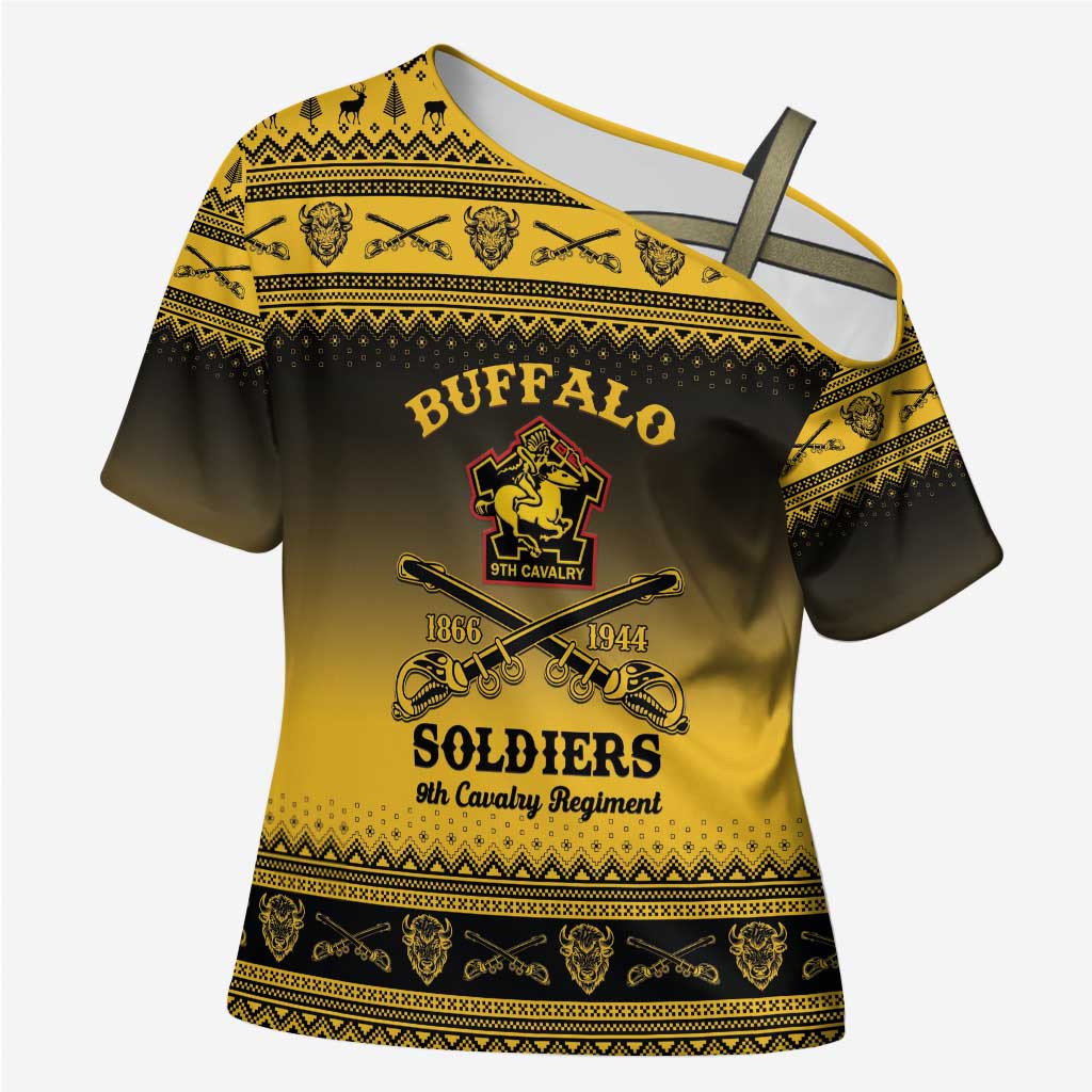 Buffalo Soldiers Christmas Cross Shoulder Shirt 9th Cavalry Regiment - Wonder Print Shop