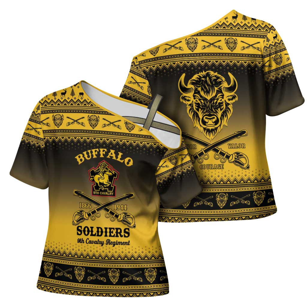 Buffalo Soldiers Christmas Cross Shoulder Shirt 9th Cavalry Regiment - Wonder Print Shop
