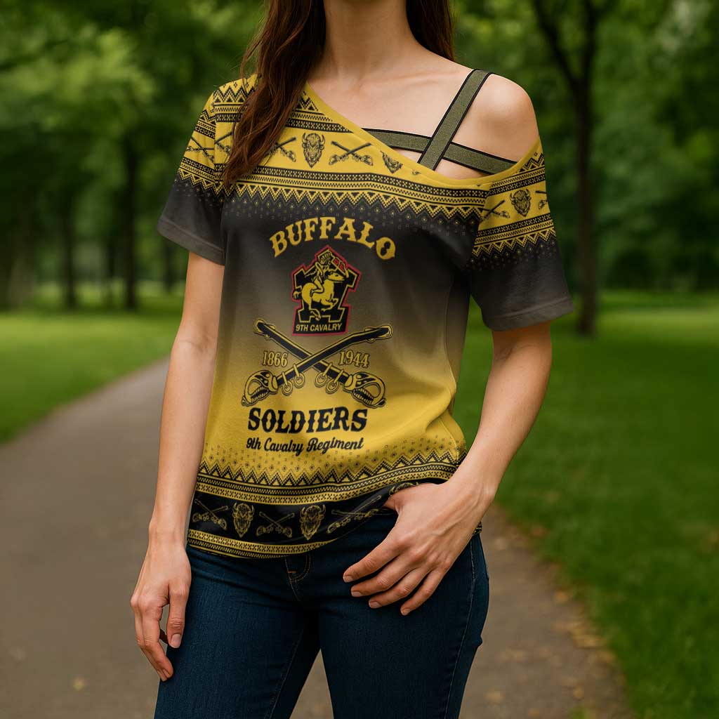 Buffalo Soldiers Christmas Cross Shoulder Shirt 9th Cavalry Regiment - Wonder Print Shop