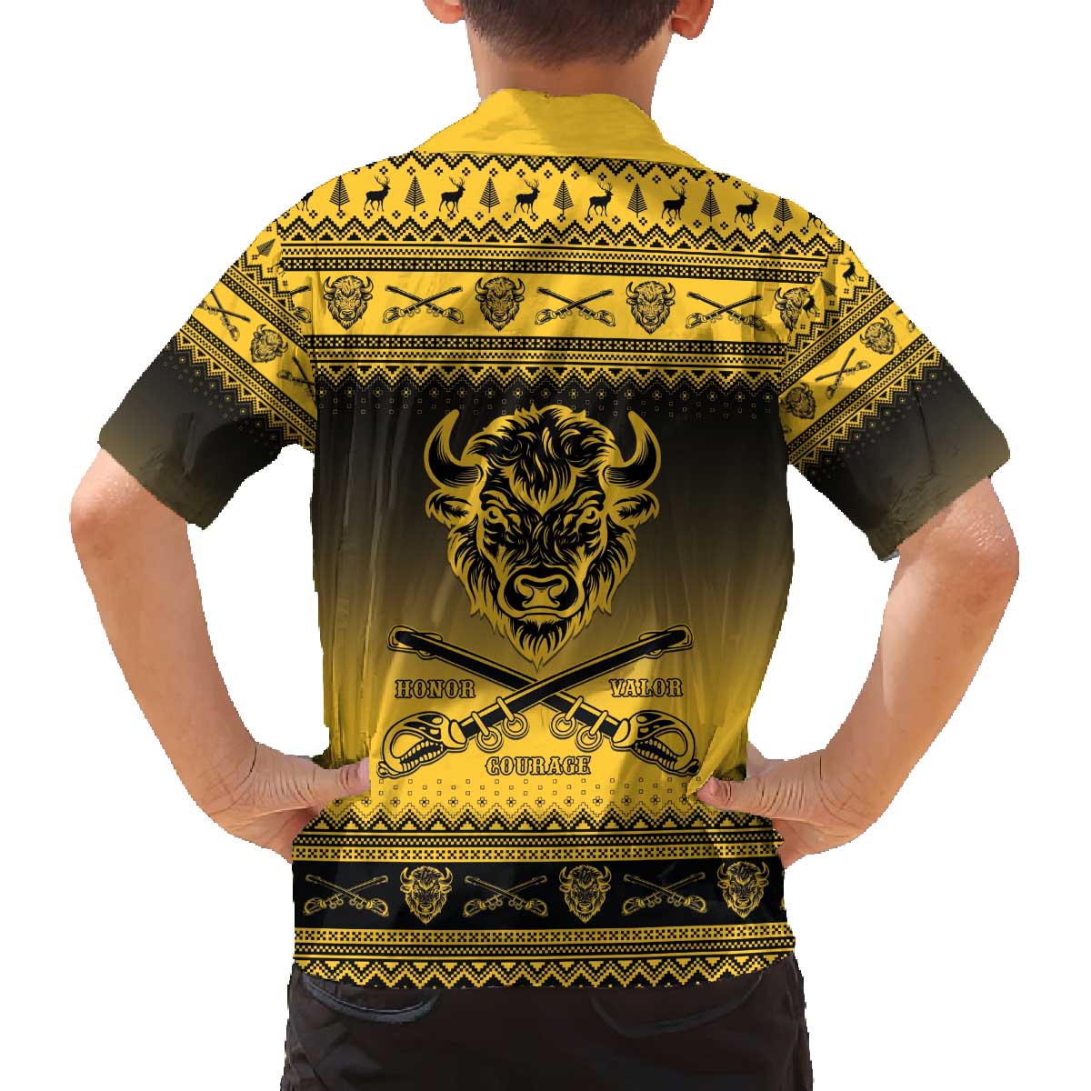 Buffalo Soldiers Christmas Family Matching Off The Shoulder Long Sleeve Dress and Hawaiian Shirt 9th Cavalry Regiment - Wonder Print Shop