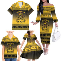 Buffalo Soldiers Christmas Family Matching Off The Shoulder Long Sleeve Dress and Hawaiian Shirt 9th Cavalry Regiment - Wonder Print Shop