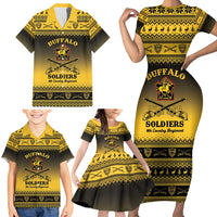 Buffalo Soldiers Christmas Family Matching Short Sleeve Bodycon Dress and Hawaiian Shirt 9th Cavalry Regiment - Wonder Print Shop