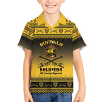 Buffalo Soldiers Christmas Family Matching Short Sleeve Bodycon Dress and Hawaiian Shirt 9th Cavalry Regiment - Wonder Print Shop