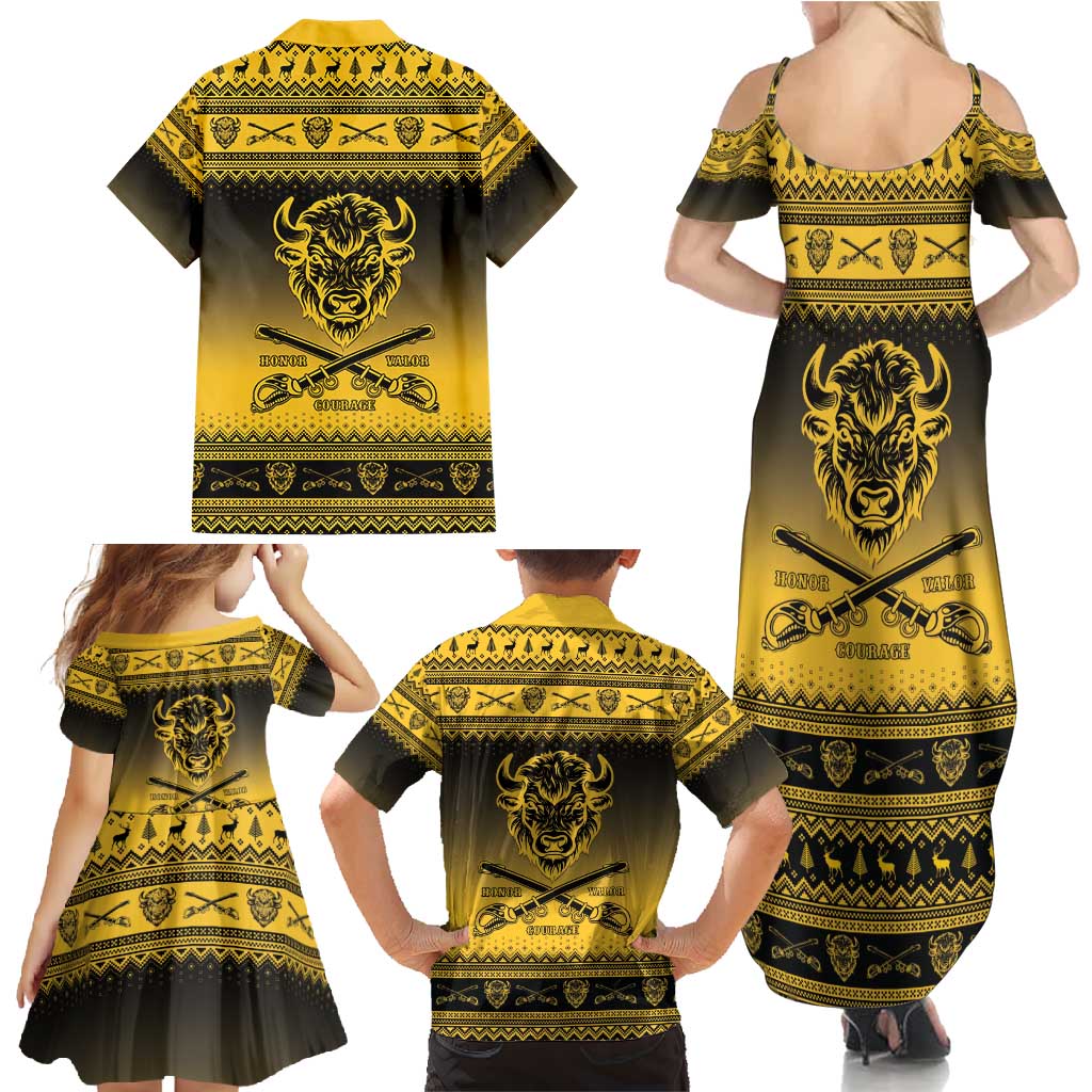Buffalo Soldiers Christmas Family Matching Summer Maxi Dress and Hawaiian Shirt 9th Cavalry Regiment - Wonder Print Shop