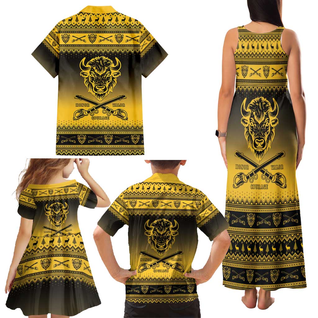 Buffalo Soldiers Christmas Family Matching Tank Maxi Dress and Hawaiian Shirt 9th Cavalry Regiment - Wonder Print Shop