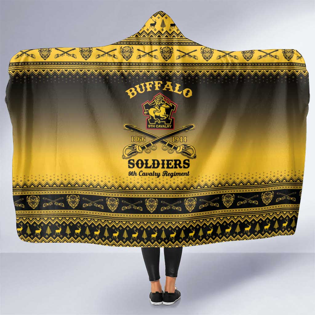 Buffalo Soldiers Christmas Hooded Blanket 9th Cavalry Regiment - Wonder Print Shop