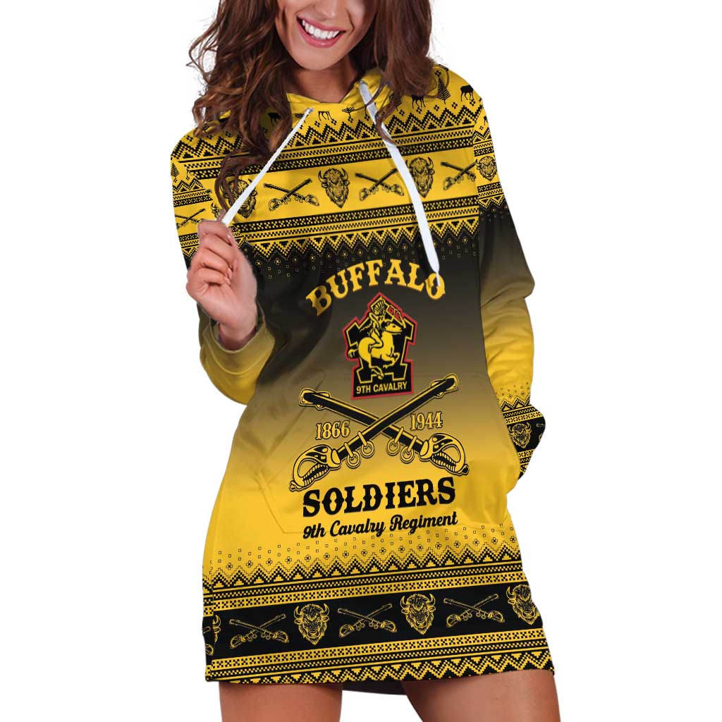 Buffalo Soldiers Christmas Hoodie Dress 9th Cavalry Regiment - Wonder Print Shop