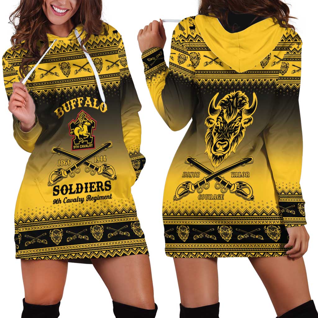 Buffalo Soldiers Christmas Hoodie Dress 9th Cavalry Regiment - Wonder Print Shop