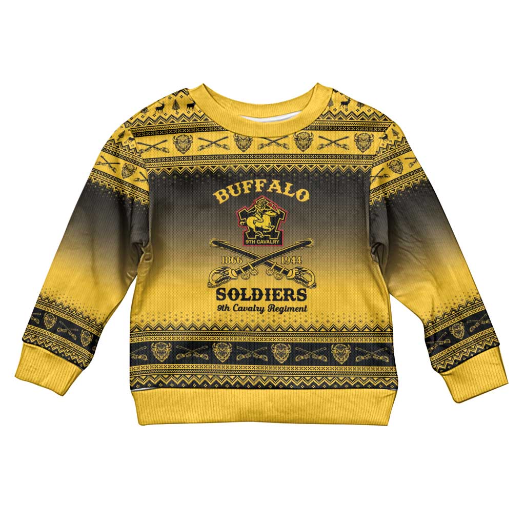 Buffalo Soldiers Christmas Kid Ugly Christmas Sweater 9th Cavalry Regiment - Wonder Print Shop