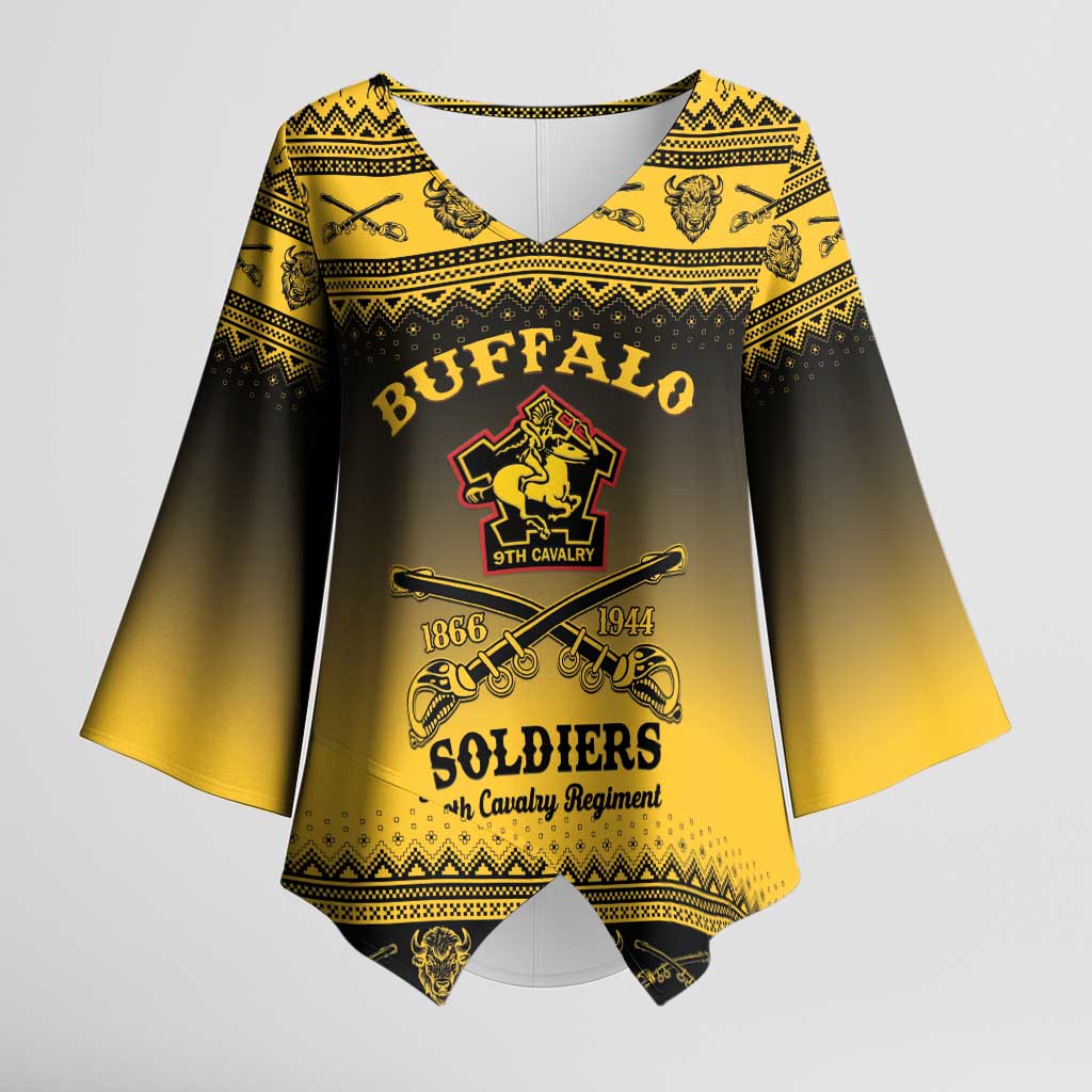 Buffalo Soldiers Christmas Kimono Sleeve Blouse 9th Cavalry Regiment - Wonder Print Shop
