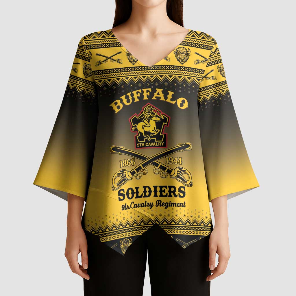 Buffalo Soldiers Christmas Kimono Sleeve Blouse 9th Cavalry Regiment - Wonder Print Shop