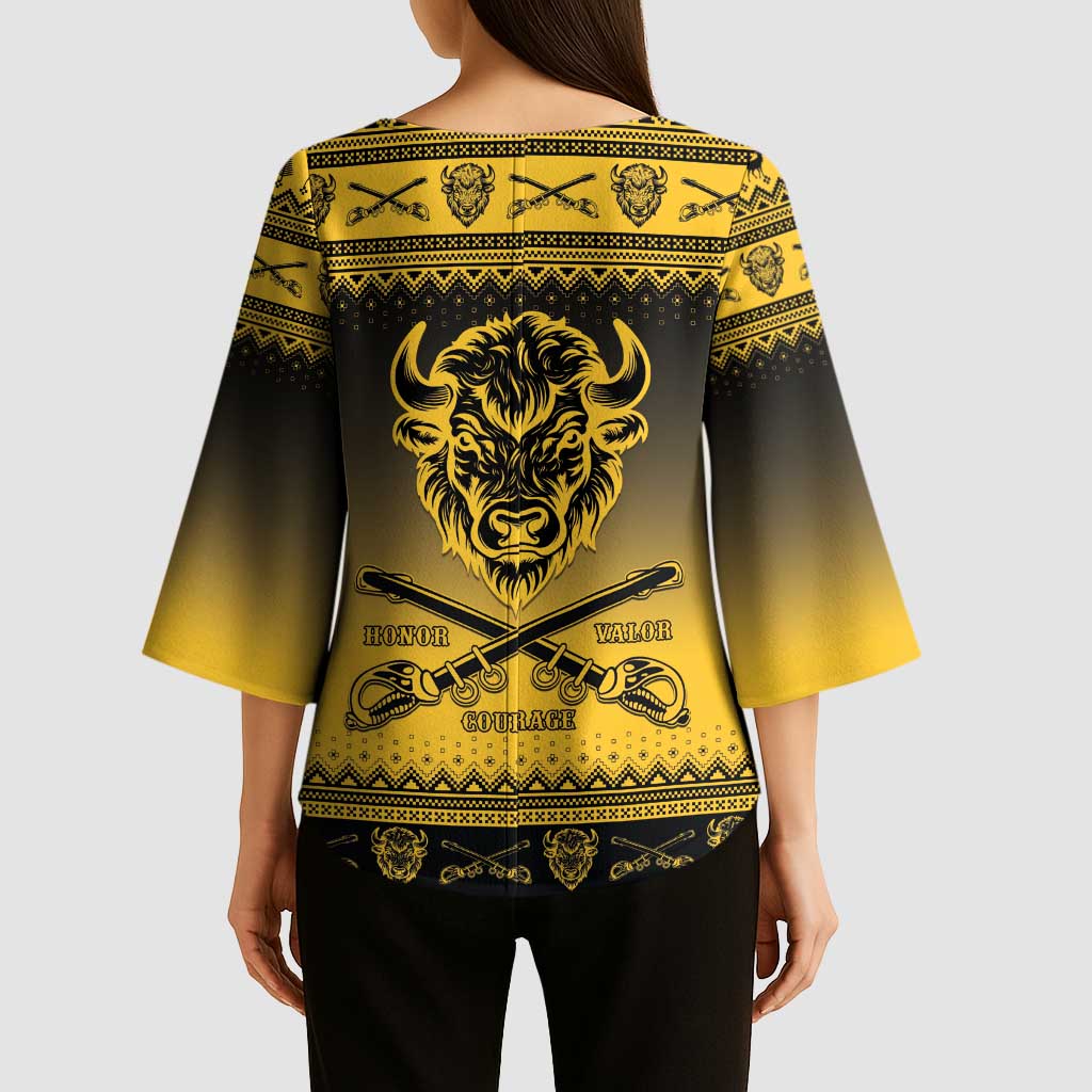 Buffalo Soldiers Christmas Kimono Sleeve Blouse 9th Cavalry Regiment - Wonder Print Shop