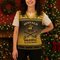 Buffalo Soldiers Christmas Knitted V-Neck Vest 9th Cavalry Regiment - Wonder Print Shop